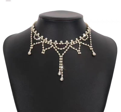 Simple Shiny Rhinestone Inlay Women's Choker Necklace 2024 Trendy Design