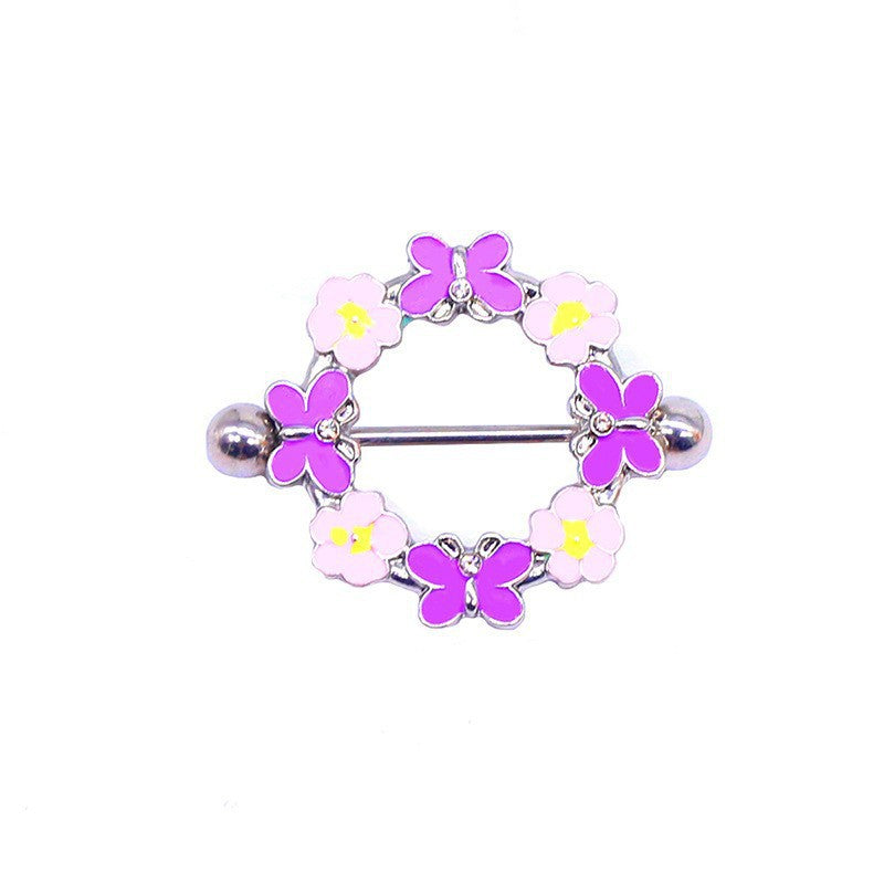 Exaggerated Punk Heart Shape Zircon Rhinestone Chest Ring Jewelry