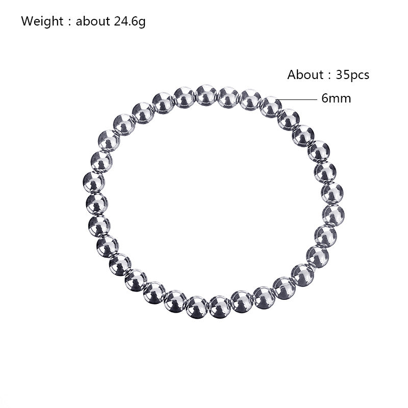 Hip-Hop Retro Stainless Steel Beaded Bracelet for Men