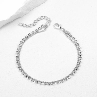 Shiny Multi-Layer Rhinestone Metal Beaded Anklet