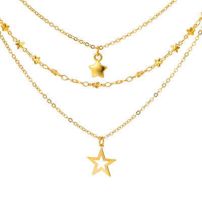 Elegant Star Alloy Layered Pendant Necklace for Women