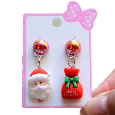 Fashion Santa Claus Resin Girl's Clip-On Earrings