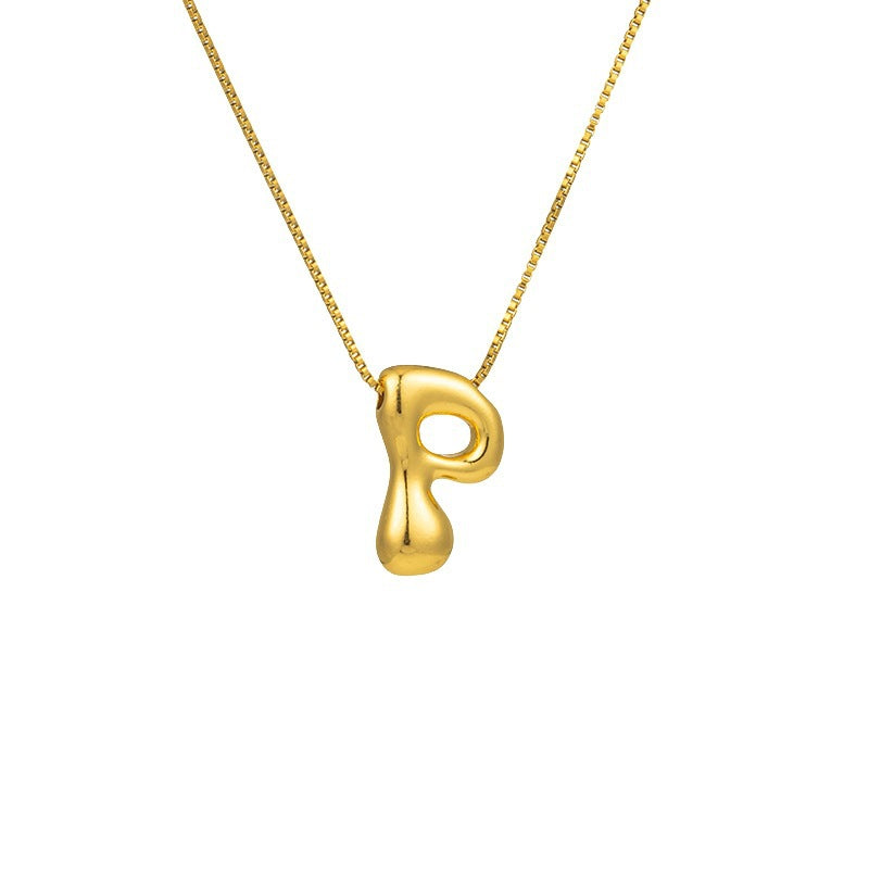 304 Stainless Steel Gold Plated Bubble Letter Necklace