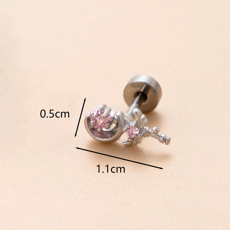 18K Gold Plated Snake Butterfly and Flower Zircon Cartilage Ear Studs