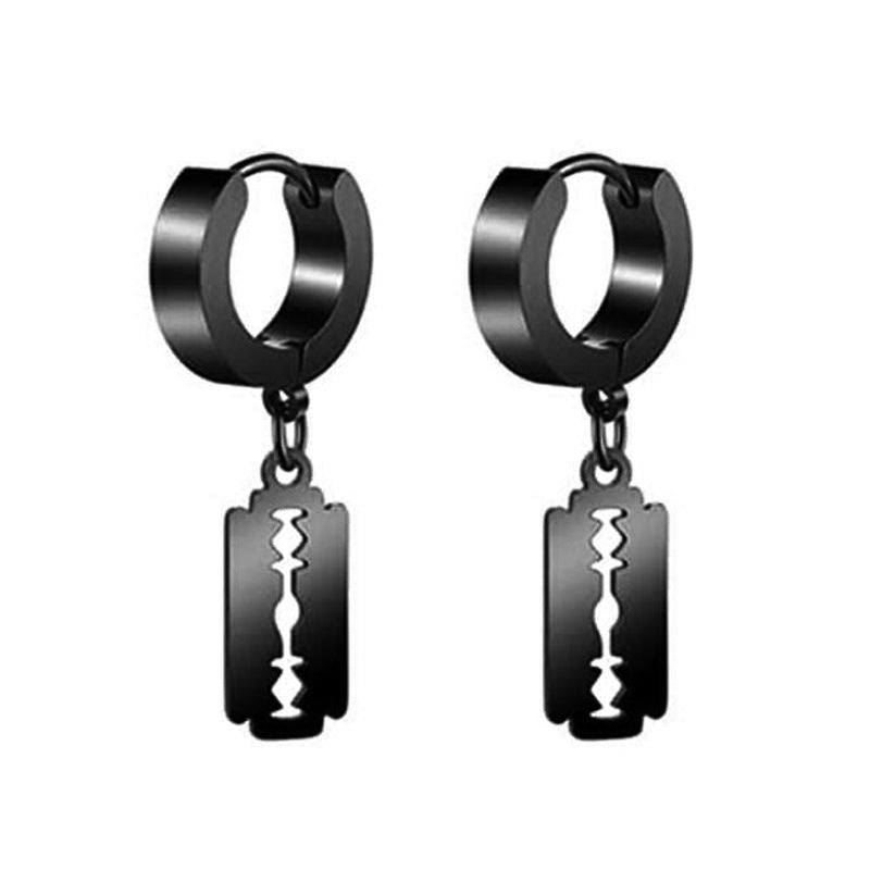 Simple Star Skull Stainless Steel Spike Hoop Earrings