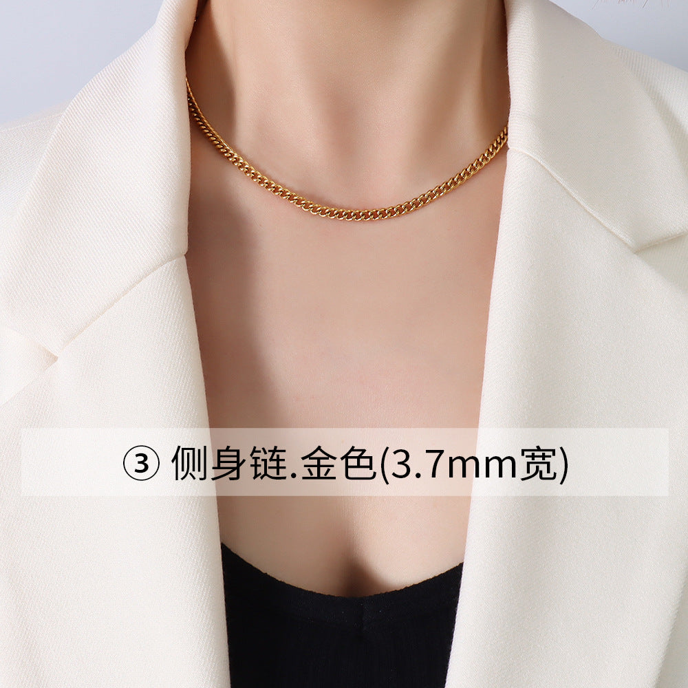 18K Gold Plated Minimalist Titanium Steel Necklace Set