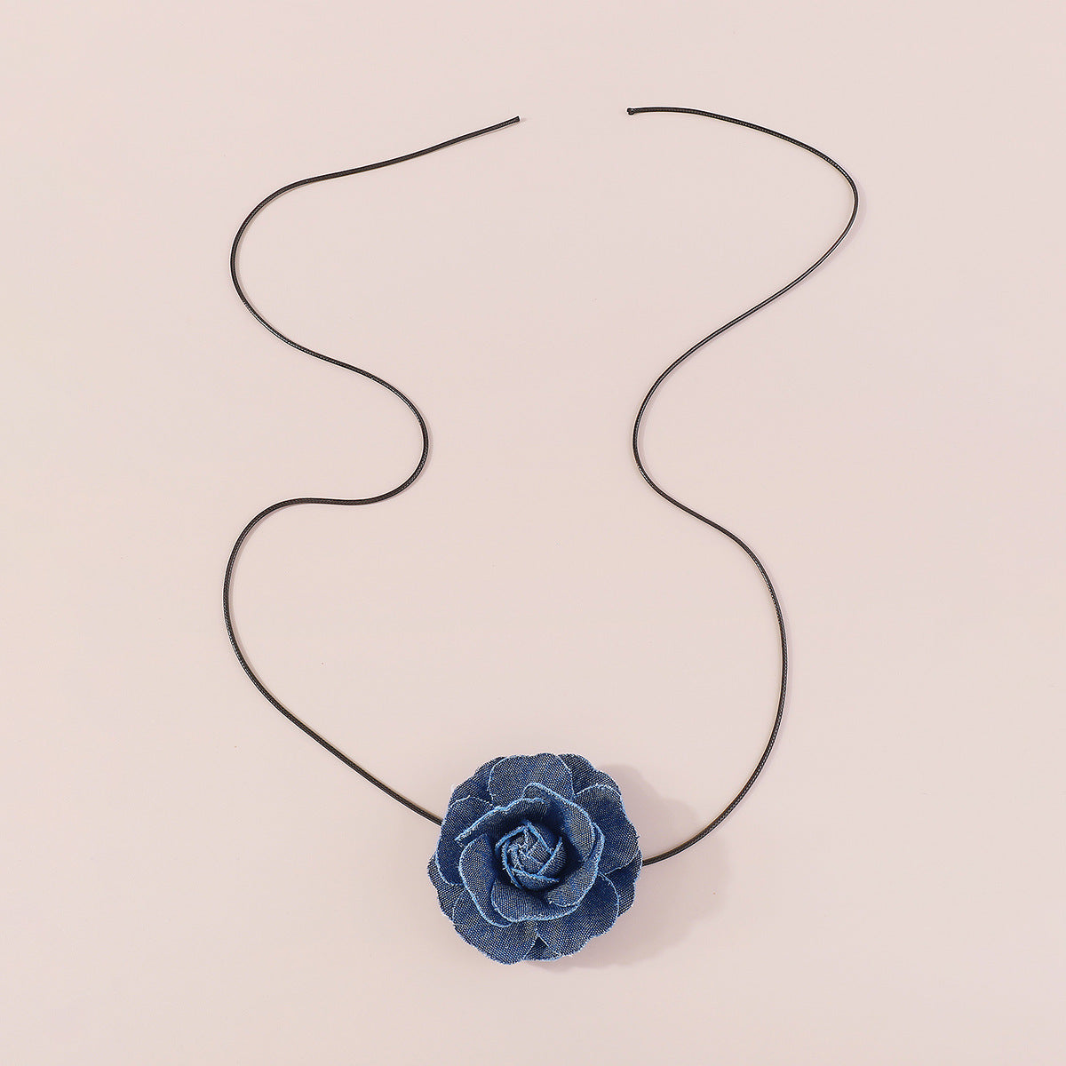 Sexy Rose Denim Choker Necklace and Hair Clip Set