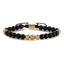 Retro Roman Geometric Howlite & Tiger Eye Beaded Bracelet with Zircon Accents