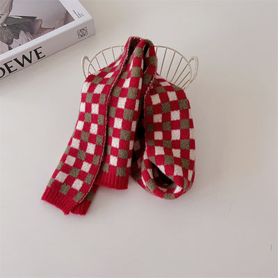 Children's Unisex Vintage Ethnic Color Block Lattice Patchwork Scarf