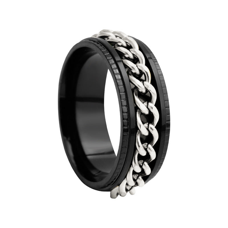 Fashion Chain Rotating Stainless Steel Ring