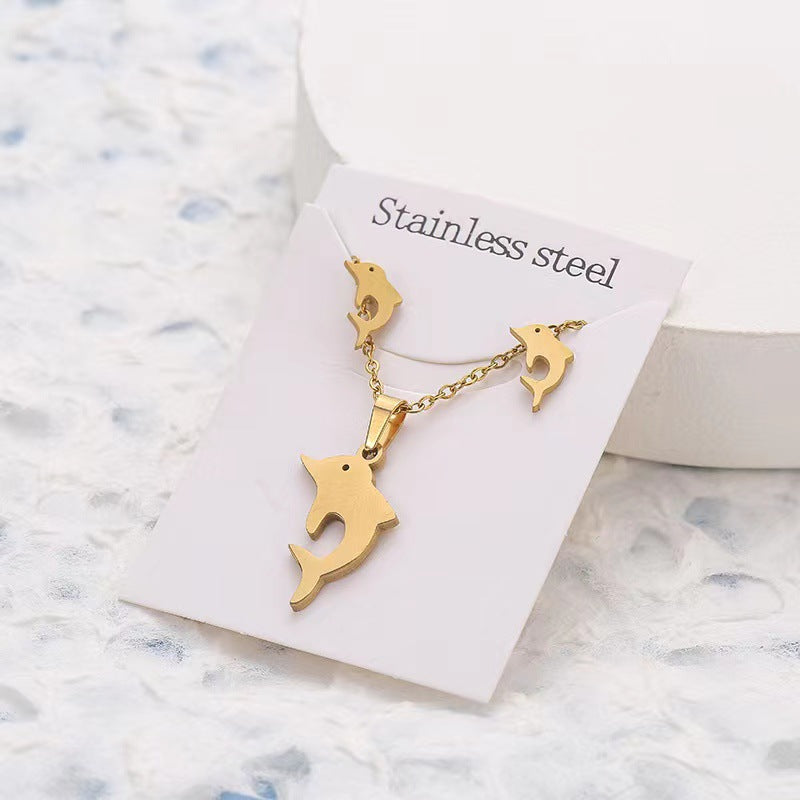 Simple Star and Butterfly Stainless Steel Jewelry Set for Women and Men