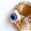 Retro Blue Eye Glitter Resin Square Ring