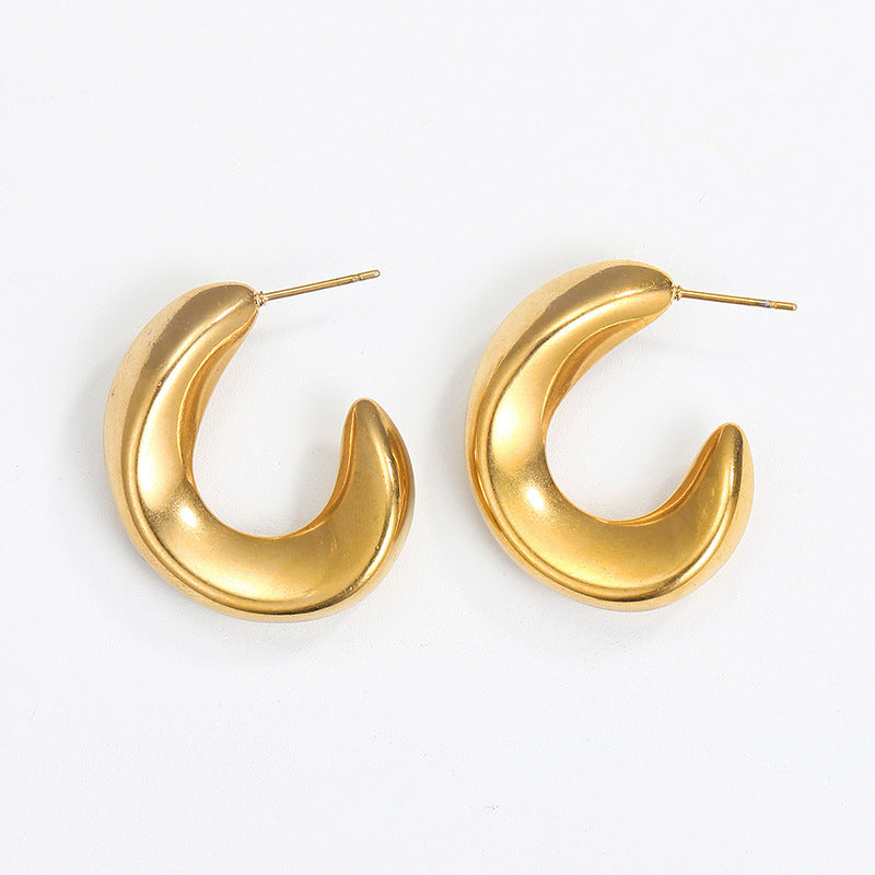 1 Pair Classic Style Semicircle Quadrilateral Round Plating Stainless Steel Gold Plated Drop Earrings