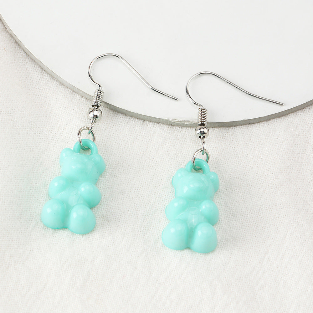 Cross-border Ins Cute Color Bear Earrings Earrings Soft Cute Girl Earrings