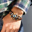 Unisex Bohemian Layered Bracelets with Turquoise Eye and Vintage Metal Feather Pendants