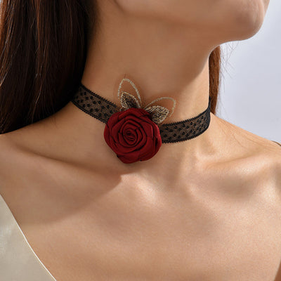 Retro Rose Lace Choker Necklace for Women