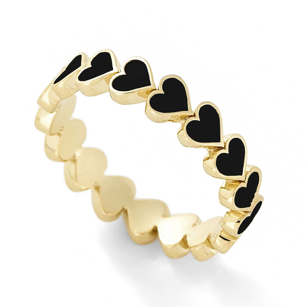 European American Multi-Color Heart-Shaped Alloy Ring - Trendy Jewelry