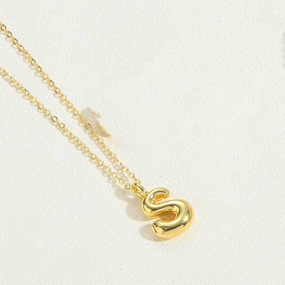 14K Gold Plated Copper Initial Pendant Necklace