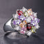 Wholesale Modern Flower Gemstone Silver Plated Party Rings