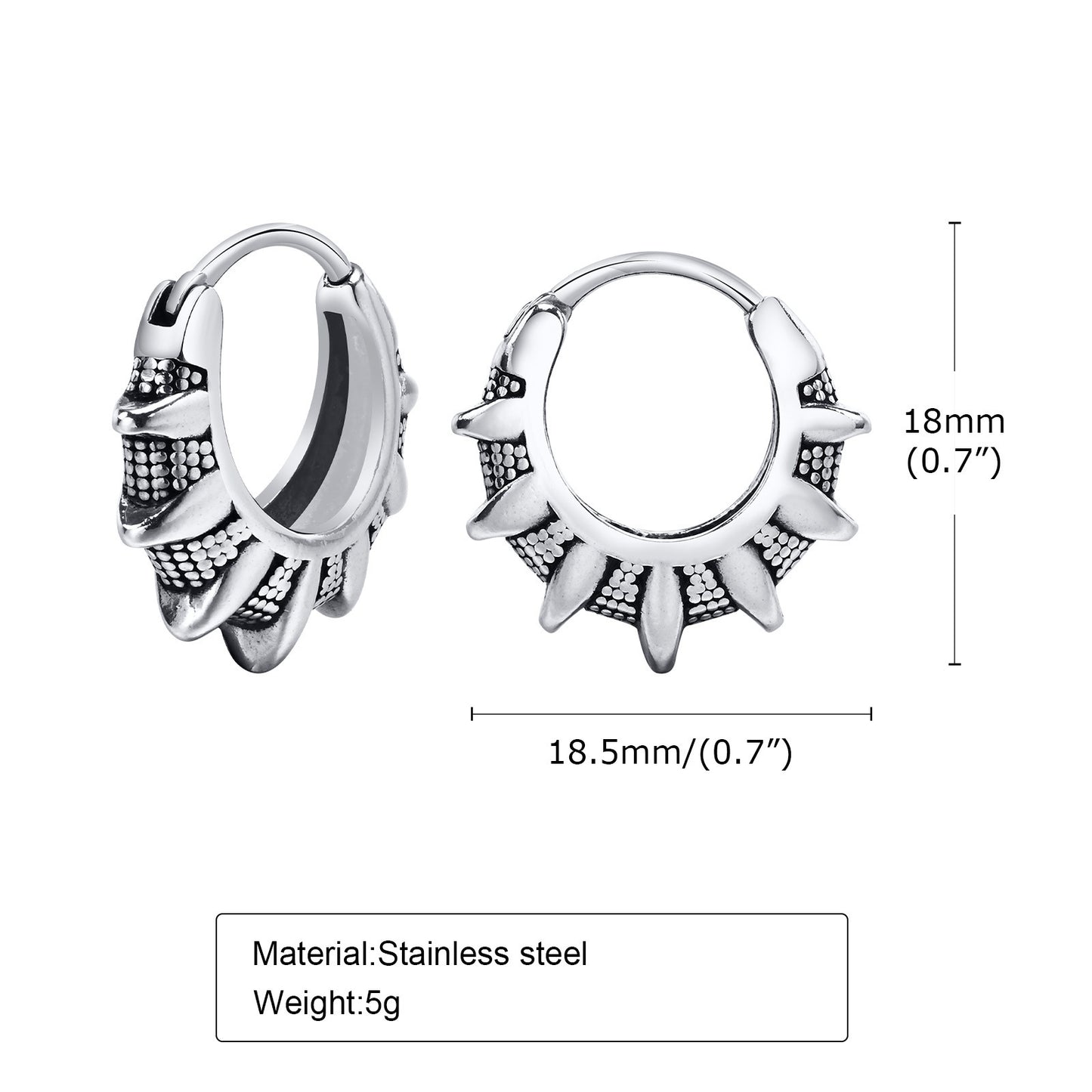 1 Pair Retro Punk U Shape Enamel Carving 201 Stainless Steel 304 Stainless Steel Earrings