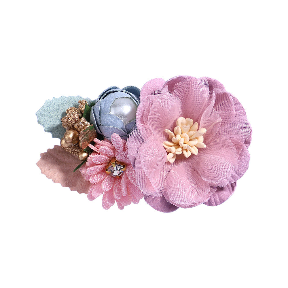 Fashion Kids Floral Pearl Hairpin Headdress