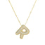 Wholesale Hip-Hop Rock Letter Zircon Pendant Necklace - 18K Gold Plated Stainless Steel with Copper Inlay