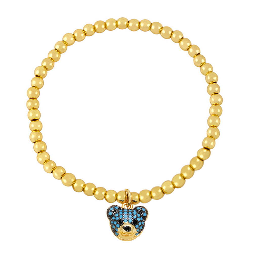 Sweet Bear 18K Gold Plated Stainless Steel Beaded Bracelet