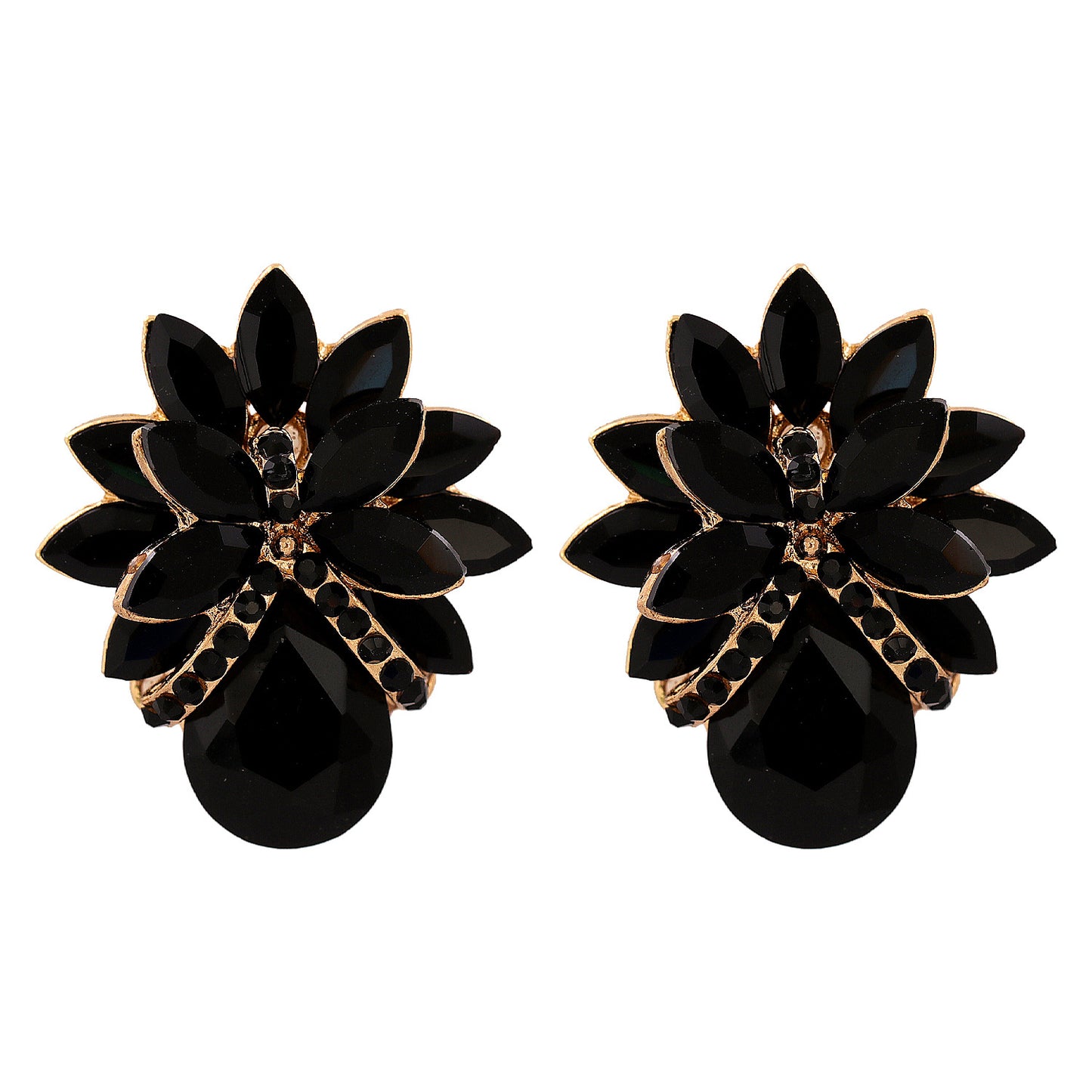 Fashion Floral Crystal Stud Earrings