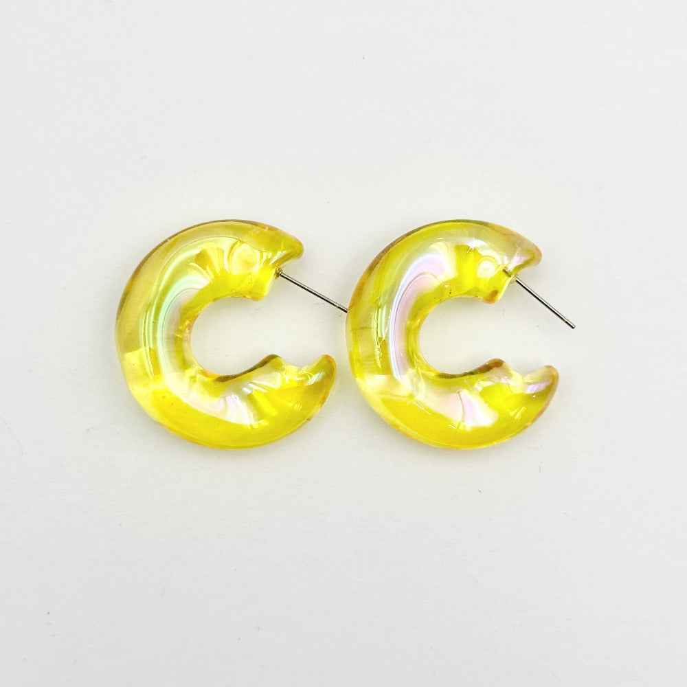 Aurora Candy Color Acrylic C-Shape Earrings for Women