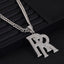 Hip-Hop Double R Letter Rhinestone Pendant Necklace in Gold Cuban Link