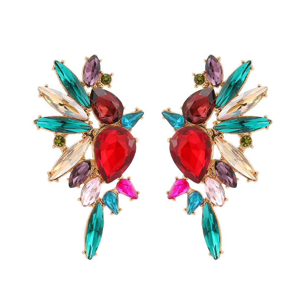 Retro Luxurious Rhinestone Wing Stud Earrings