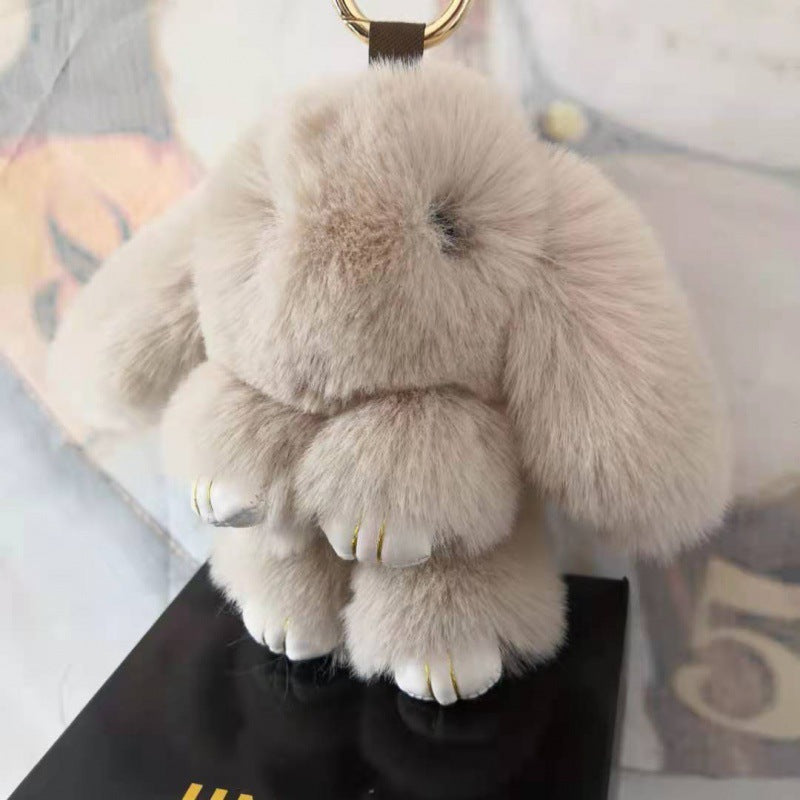 Plush Rabbit Faux Fur Bag and Car Charm Keychain