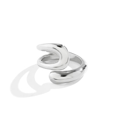 Simple Geometric Alloy Open Rings for Women