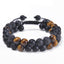 Geometric Blue Tiger Eye & Black Agate Double Layer Handmade Bracelet