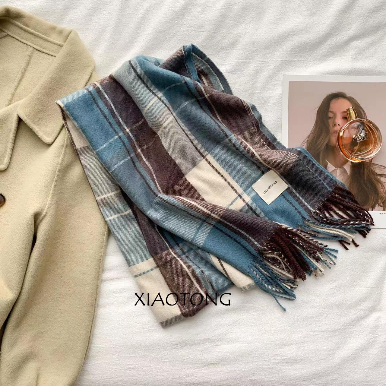 Women's Classic Plaid Tassel Scarf - Unisex Warm Shawl Wrap