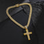 Hip-Hop Cross Diamond Pendant Necklace with Cuban Chain