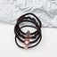 Women's Heart Shape Hair Tie Set - Milk Coffee Color Leather Bands & Floral Love Rings