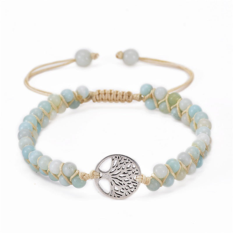 Casual Natural Stone Double Layer Tree of Life Yoga Bracelets