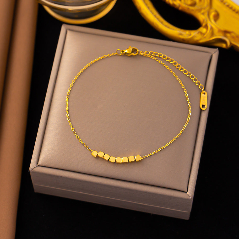 Casual Minimalist 18K Gold Plated Stainless Steel Women's Anklet