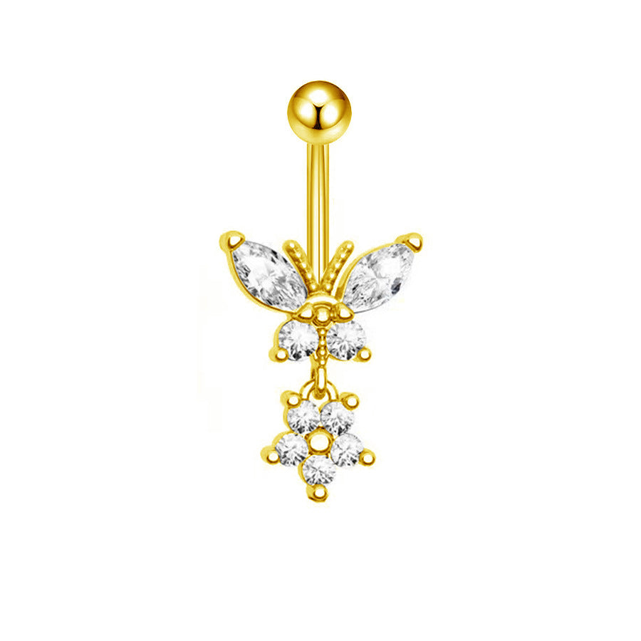 1 Piece Belly Rings Fashion Star Butterfly 304 Stainless Steel Copper Inlay Zircon