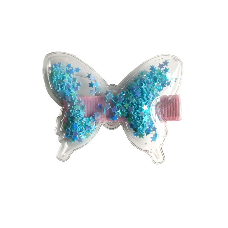 Cute Butterfly Bow Hair Clip for Kids - Shiny Ribbon Duckbill Hair Accessory