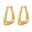 1 Pair Fashion 18K Gold Plated Stainless Steel Oval Hoop Earrings