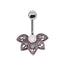 Simple Style Floral Stainless Steel Alloy Titanium Plating Inlay Diamond White Gold Plated Gold Plated Silver Plated Belly Ring