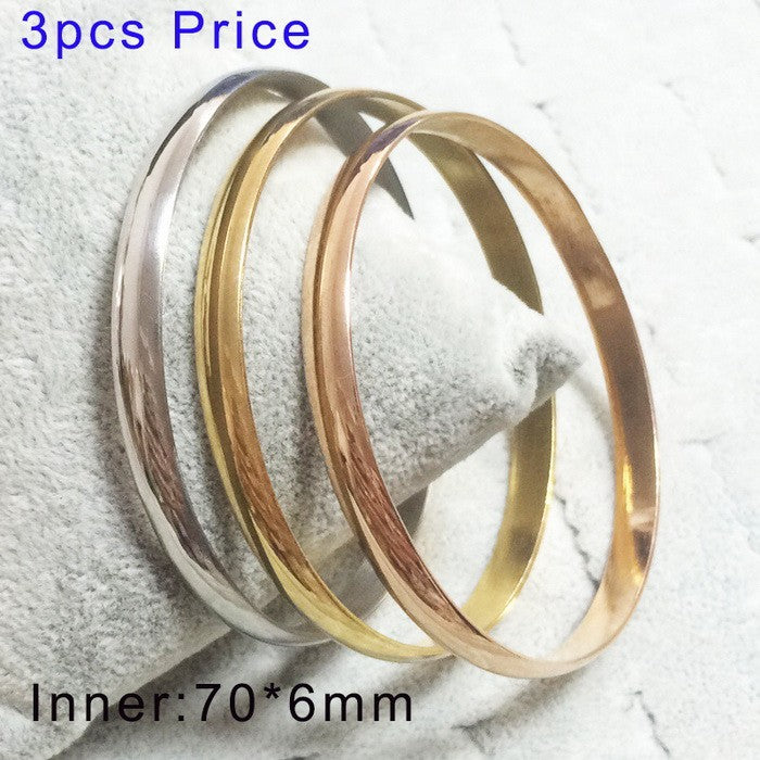 European Fashion Multicolor Round Titanium Steel Women's Bangle Bracelet