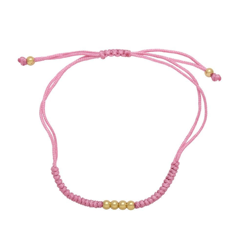 Simple Style Multicolor Braided Rope Copper Beaded 18k Gold Plated Unisex Friendship Bracelets