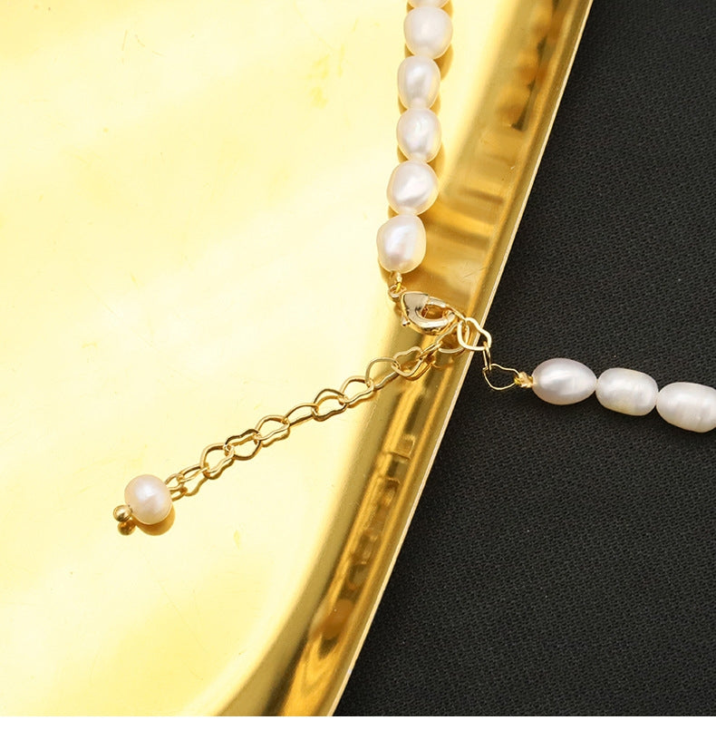 Original Design Heart Shape Freshwater Pearl 18k Gold Plated Pendant Necklace