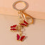 Pastoral Butterfly Trio Zinc Alloy Keychain with Enamel and Rhinestone Accents