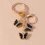 Pastoral Butterfly Trio Zinc Alloy Keychain with Enamel and Rhinestone Accents