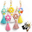 Pastoral Color Block Beaded Silicone Tassel Keychain for Women