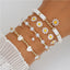 Pastoral Daisy Flower Alloy Bracelet Set - Women's Summer Floral Jewelry Collection (Set of 5)